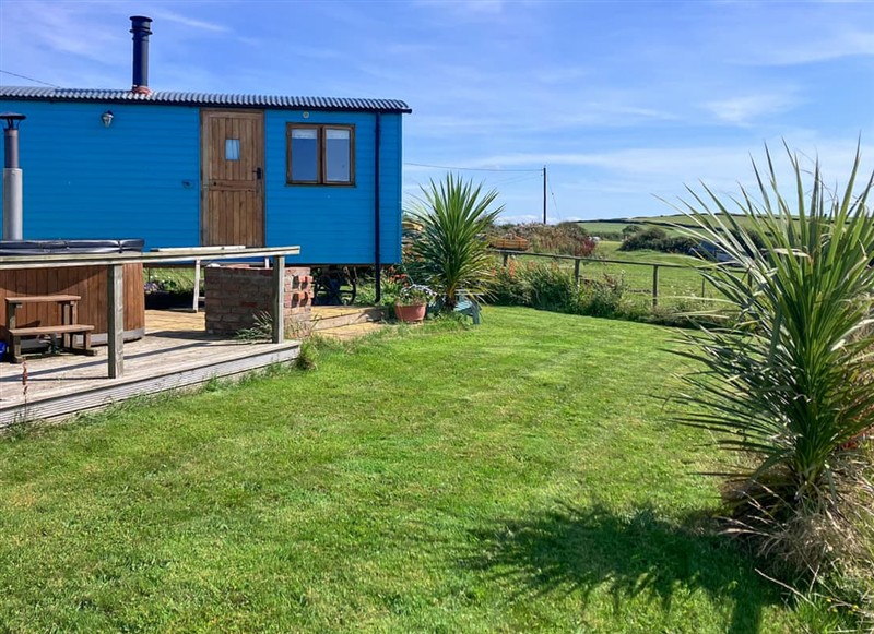 Bea's Shepherds Hut, Llanfaethlu Nr Church Bay has a hot tub