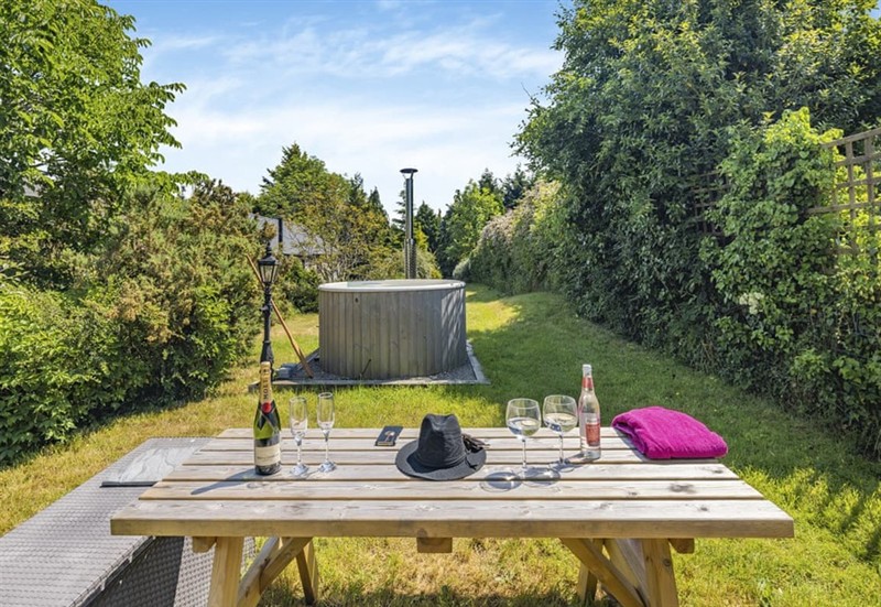The hot tub at Bluebell Cottage, Betws Yn Rhos