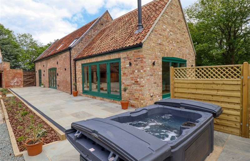 The hot tub at Bobblehat Barn, Claythorpe near Alford, Lincolnshire