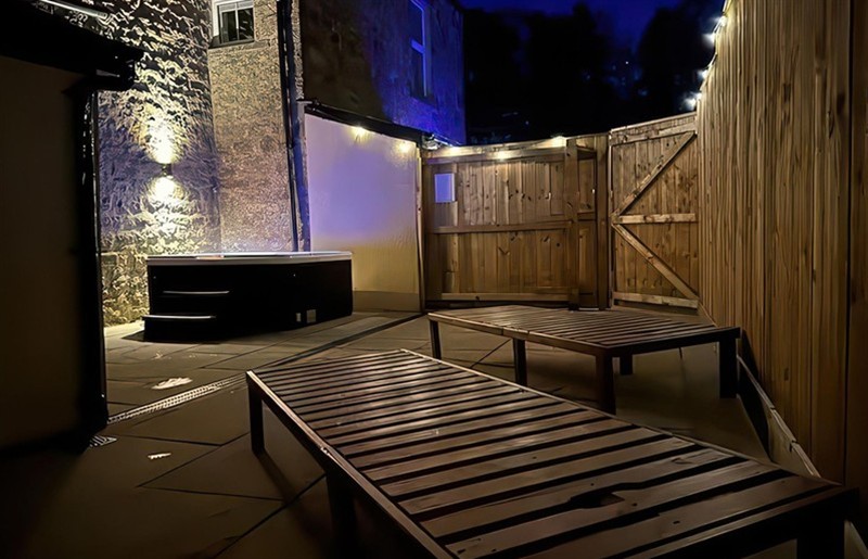 The hot tub at Foundry Farm Apartment, Bellingham, Northumberland
