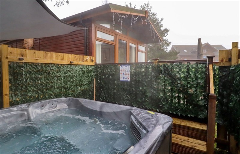 The hot tub at Harper's Hideaway, Felmoor Holiday Park near Felton, Northumberland