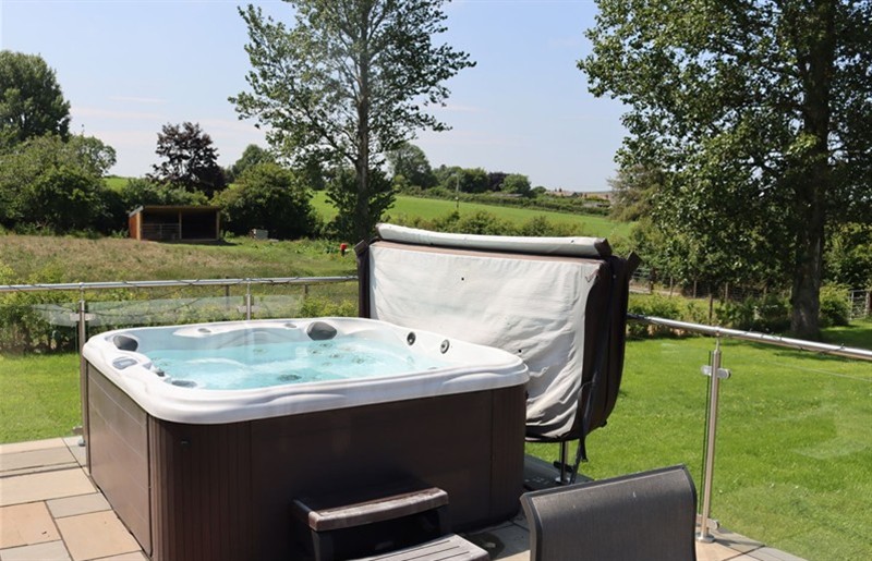 The hot tub at Holly Lodge, Lloc near Caerwys, Flintshire