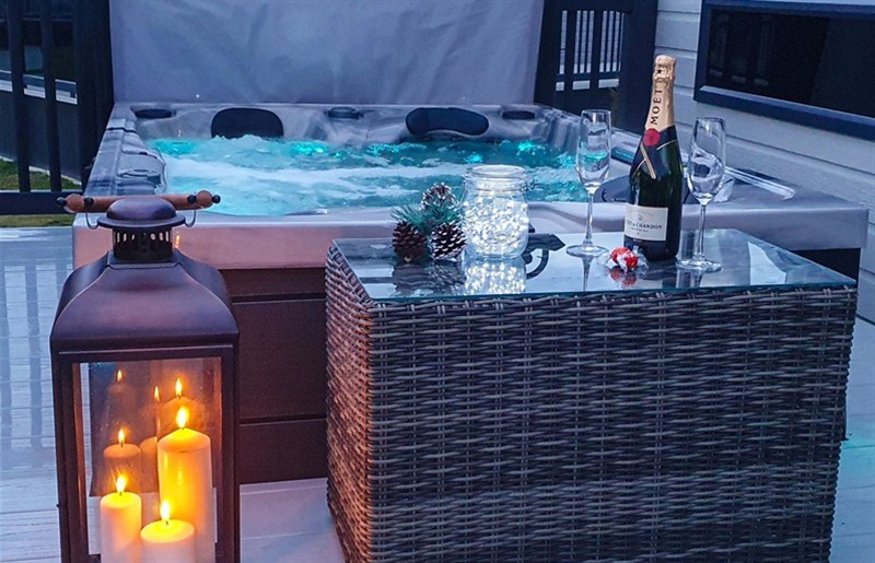 The hot tub at Hotchkin Lodge, Woodhall Spa, Lincolnshire