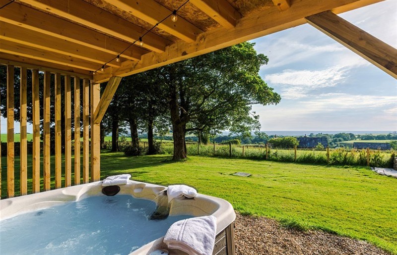 The hot tub at Landskill Farm, Calder Vale near Claughton-On-Brock, Lancashire