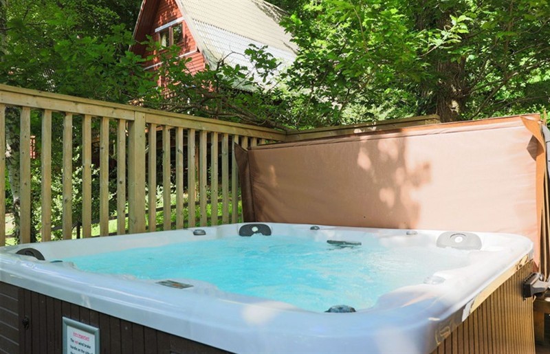 The hot tub at Lodge 68 - Fern Gully, Finlakes Holiday Park near Chudleigh, Devon