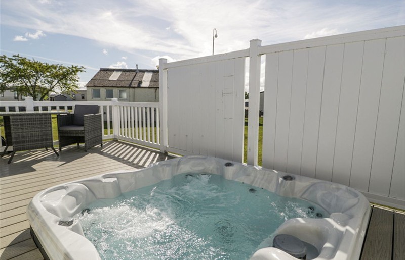 The hot tub at Manor House Platinum 3 Bedroom (16E), Maryport near Aspatria, Cumbria