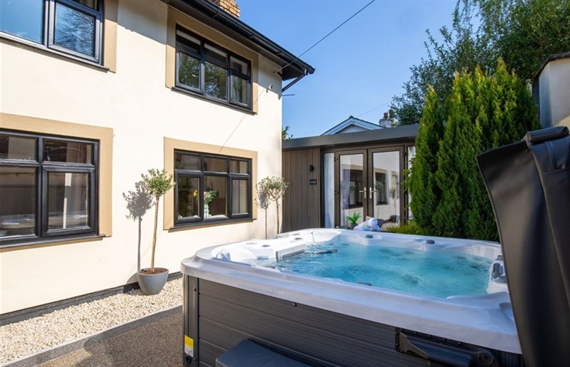 The hot tub at Rainbow Cottage, Aughton near Ormskirk, Lancashire