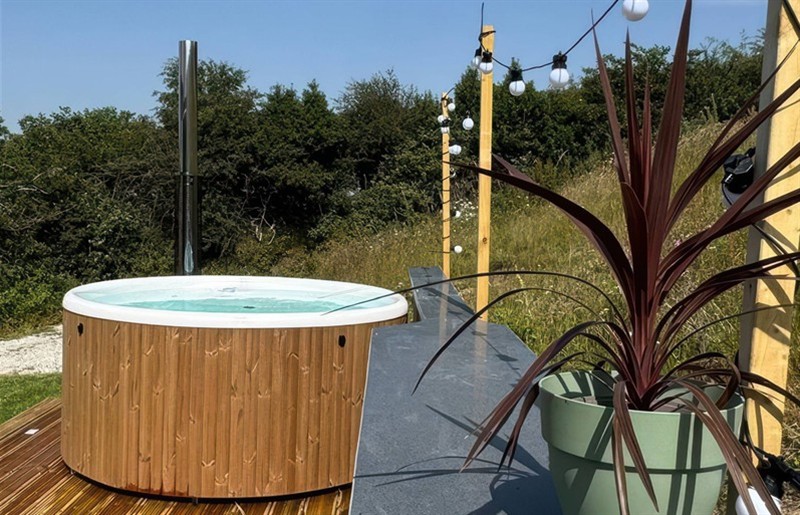 The hot tub at Reddaway Threshing Barn, near Okehampton, Devon