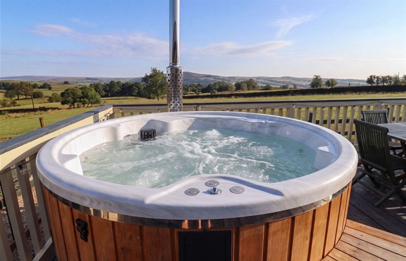 The hot tub at The View, near Addingham, West Yorkshire