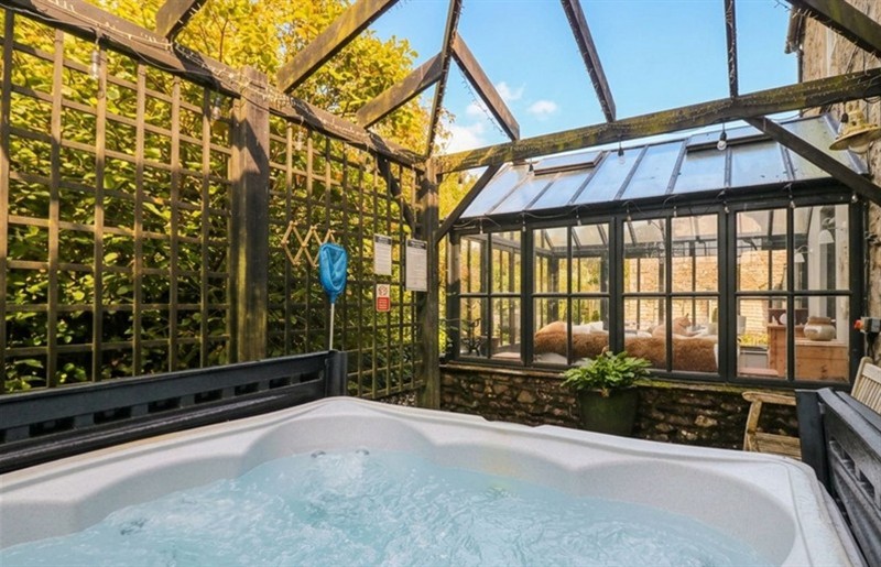 The hot tub at Three Mile House, Kirkby Lonsdale, Yorkshire Dales