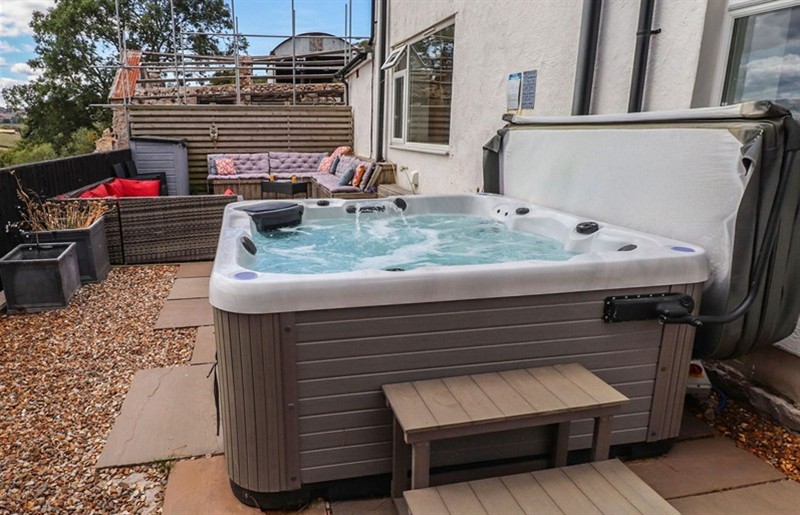 The hot tub at Tyddyn Elidir, near Old Colwyn, Conwy